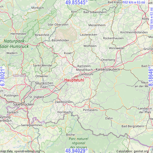 Hauptstuhl on map