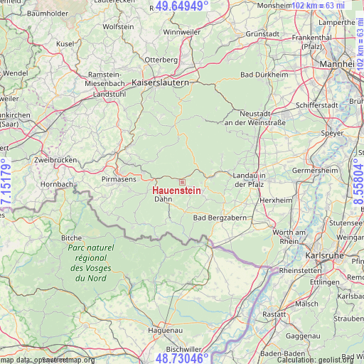 Hauenstein on map