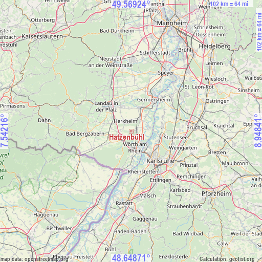 Hatzenbühl on map