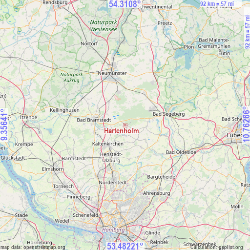 Hartenholm on map