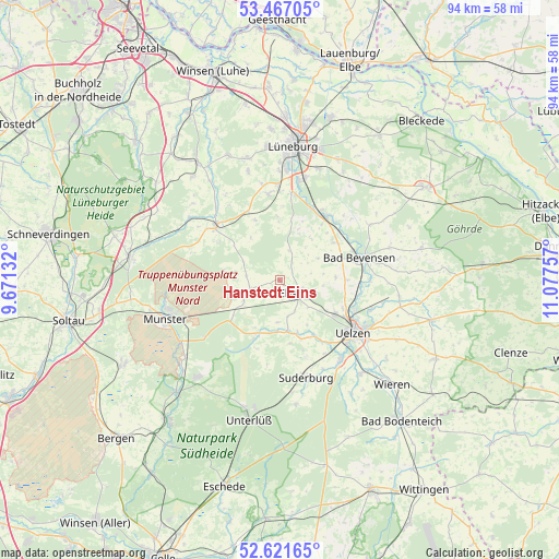 Hanstedt Eins on map