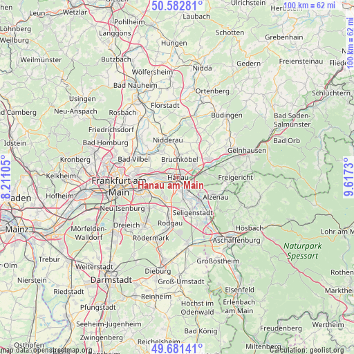 Hanau am Main on map