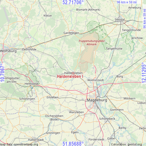 Haldensleben I on map