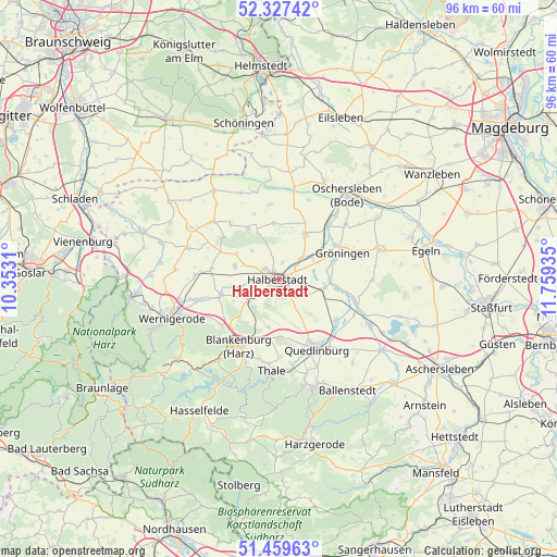 Halberstadt on map