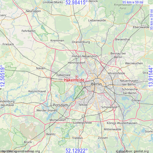 Hakenfelde on map