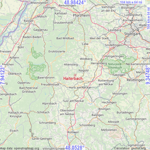 Haiterbach on map