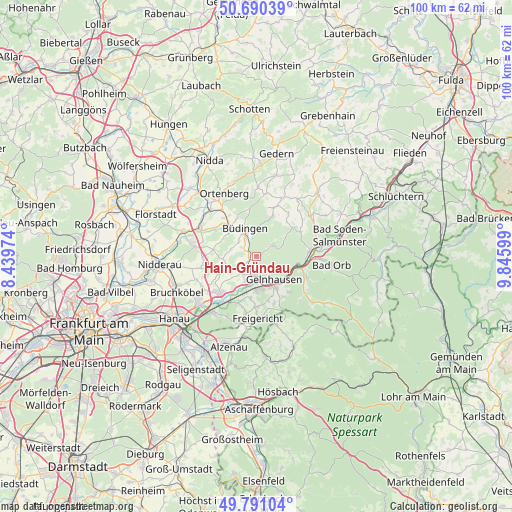 Hain-Gründau on map