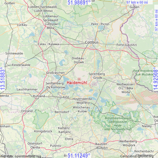 Haidemühl on map