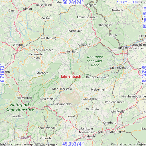 Hahnenbach on map