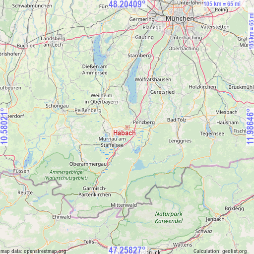 Habach on map