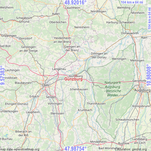Günzburg on map