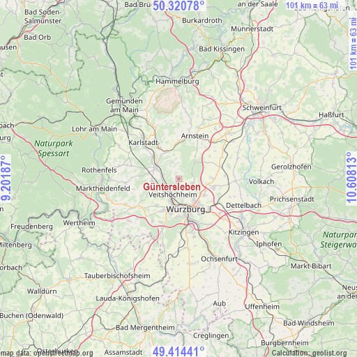Güntersleben on map