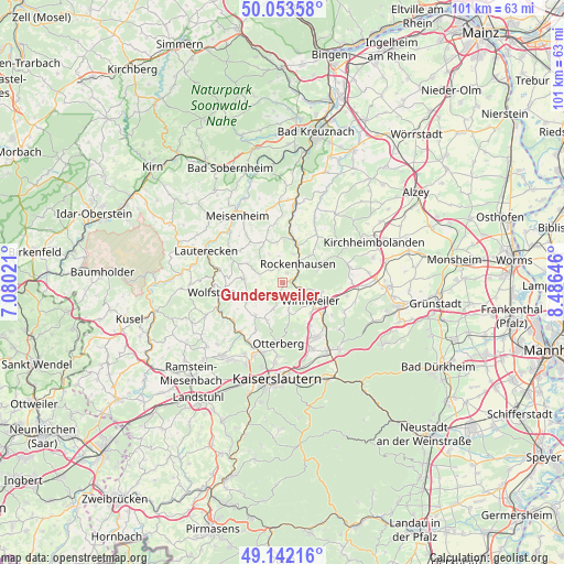 Gundersweiler on map