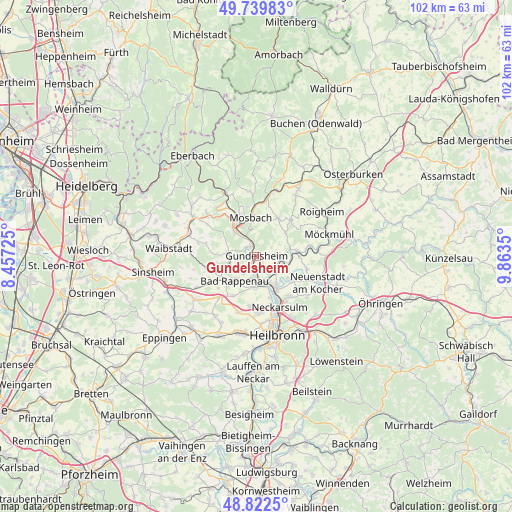 Gundelsheim on map