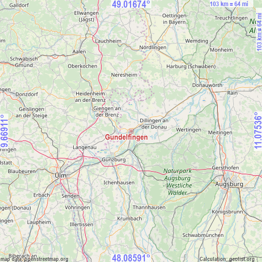 Gundelfingen on map