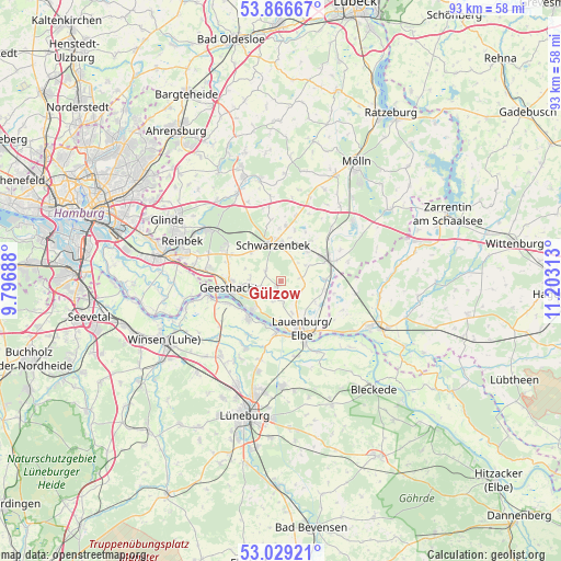 Gülzow on map