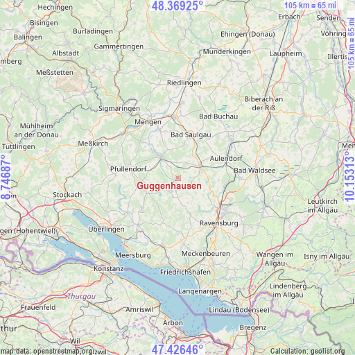 Guggenhausen on map