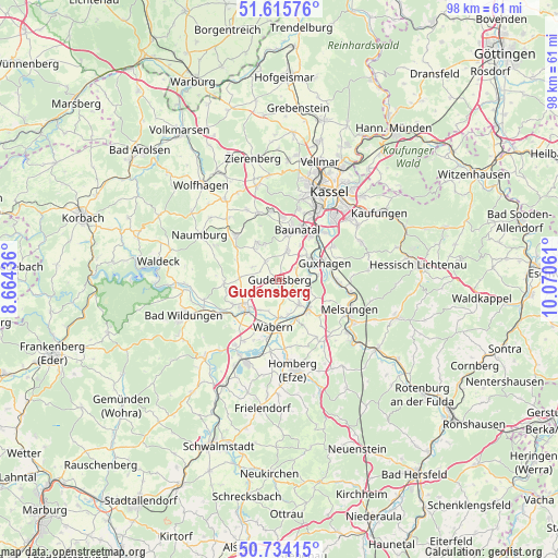 Gudensberg on map