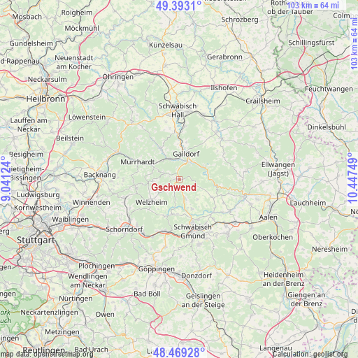 Gschwend on map