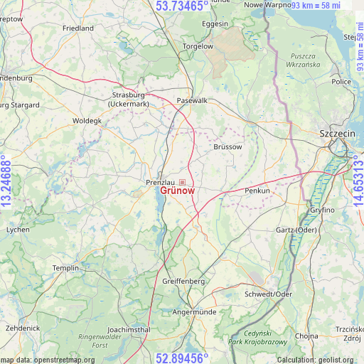 Grünow on map