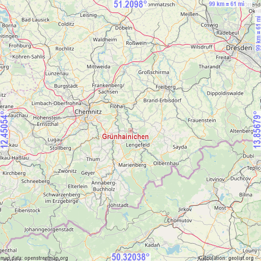 Grünhainichen on map