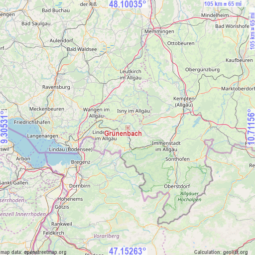 Grünenbach on map
