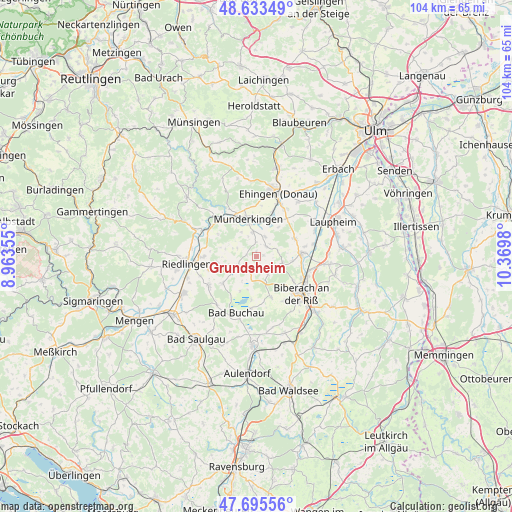 Grundsheim on map