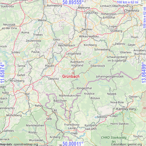 Grünbach on map