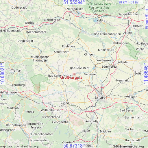 Großvargula on map