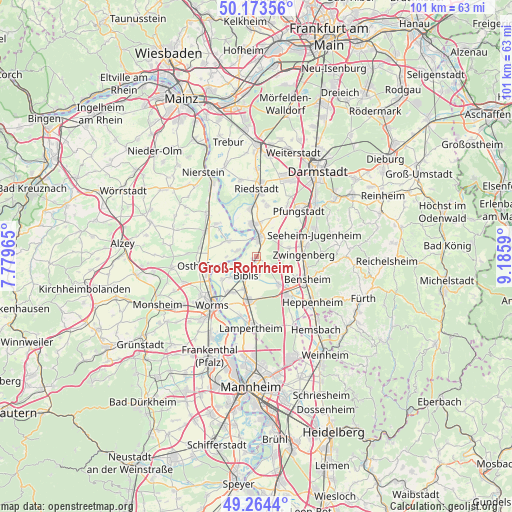 Groß-Rohrheim on map