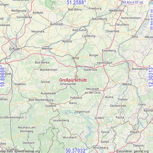 Großpürschütz on map