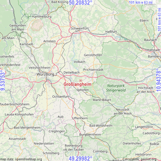 Großlangheim on map