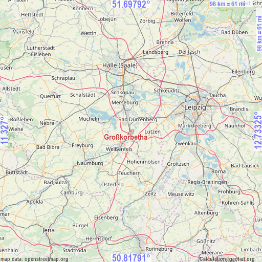 Großkorbetha on map