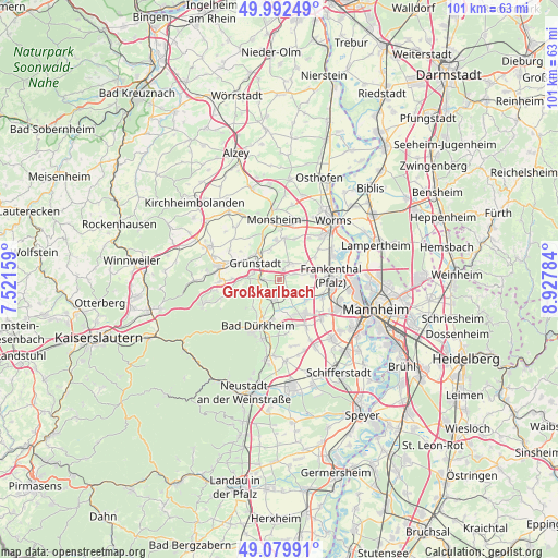 Großkarlbach on map
