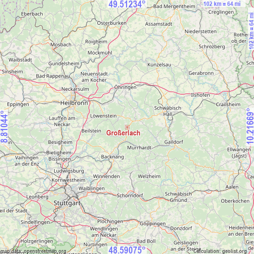 Großerlach on map