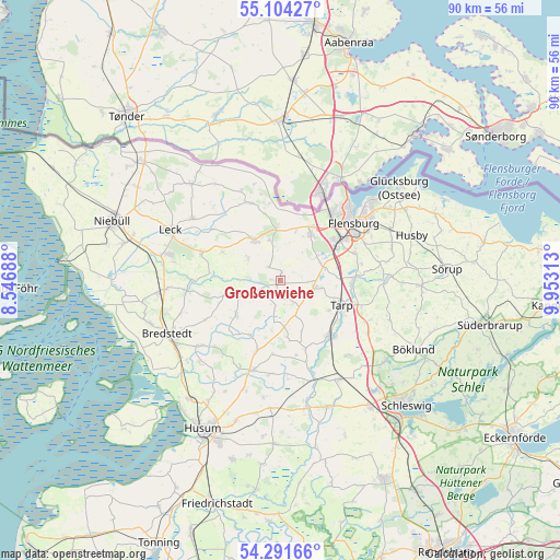 Großenwiehe on map