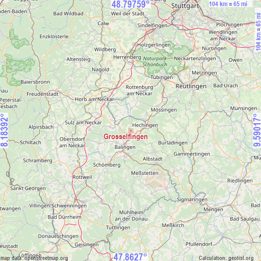 Grosselfingen on map