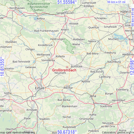Großbrembach on map