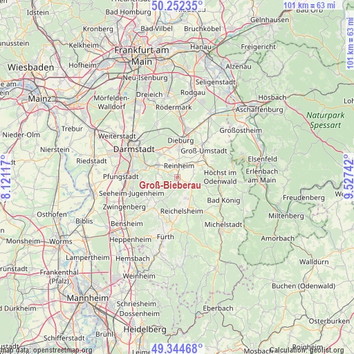 Groß-Bieberau on map