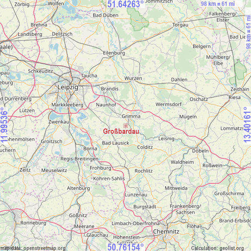 Großbardau on map