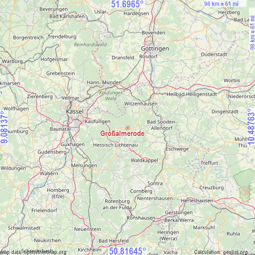 Großalmerode on map
