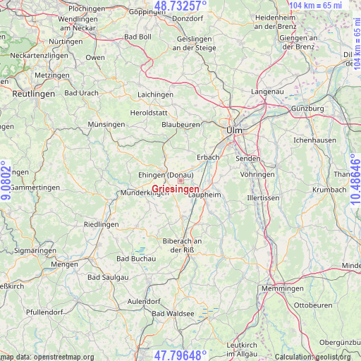 Griesingen on map