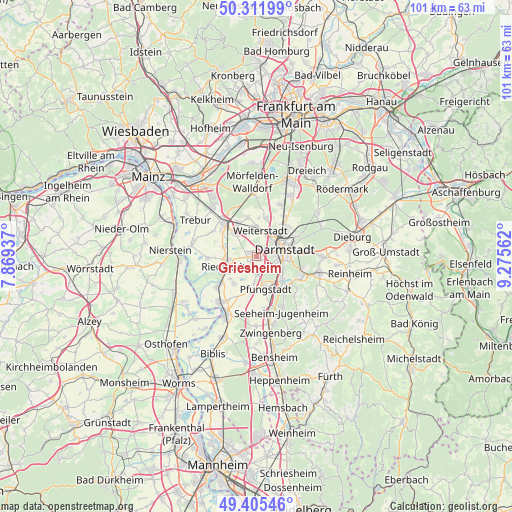 Griesheim on map