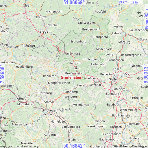 Greifenstein on map