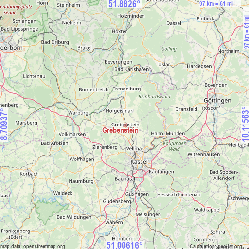 Grebenstein on map