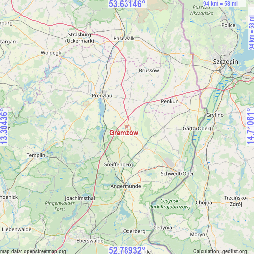 Gramzow on map