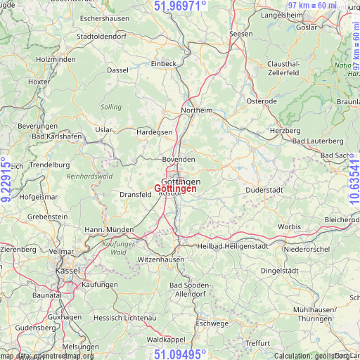 Göttingen on map