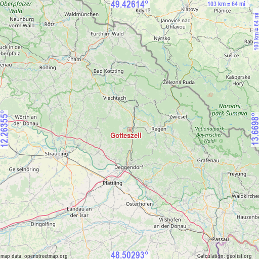 Gotteszell on map