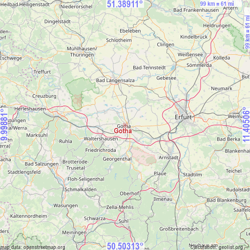 Gotha on map