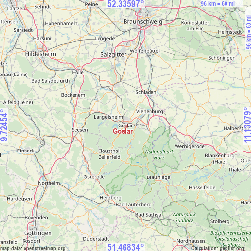 Goslar on map